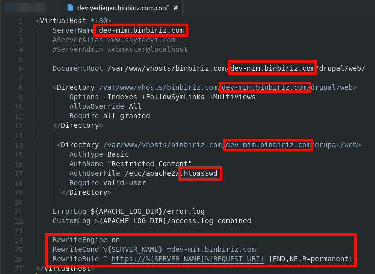 Apache Virtual Host Dosyası