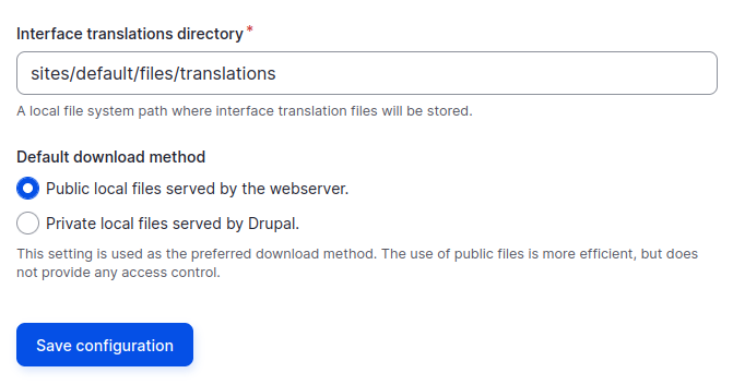Interface translations directory settings