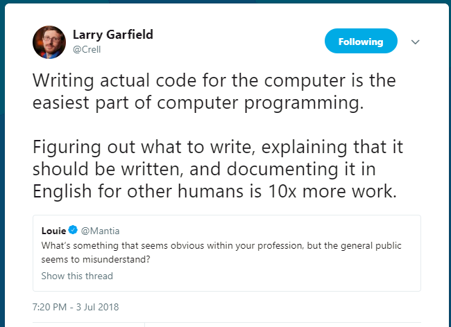 A Tweet from Larry Garfield